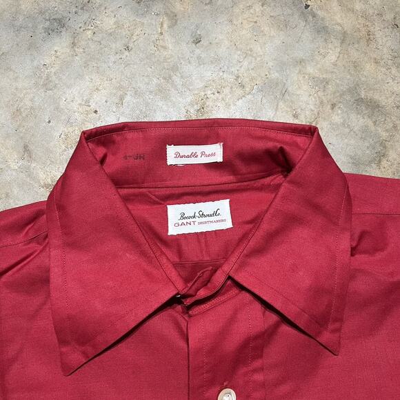Vintage 60s Gant Red Long Sleeve Button Up Shirt - Picture 3 of 3